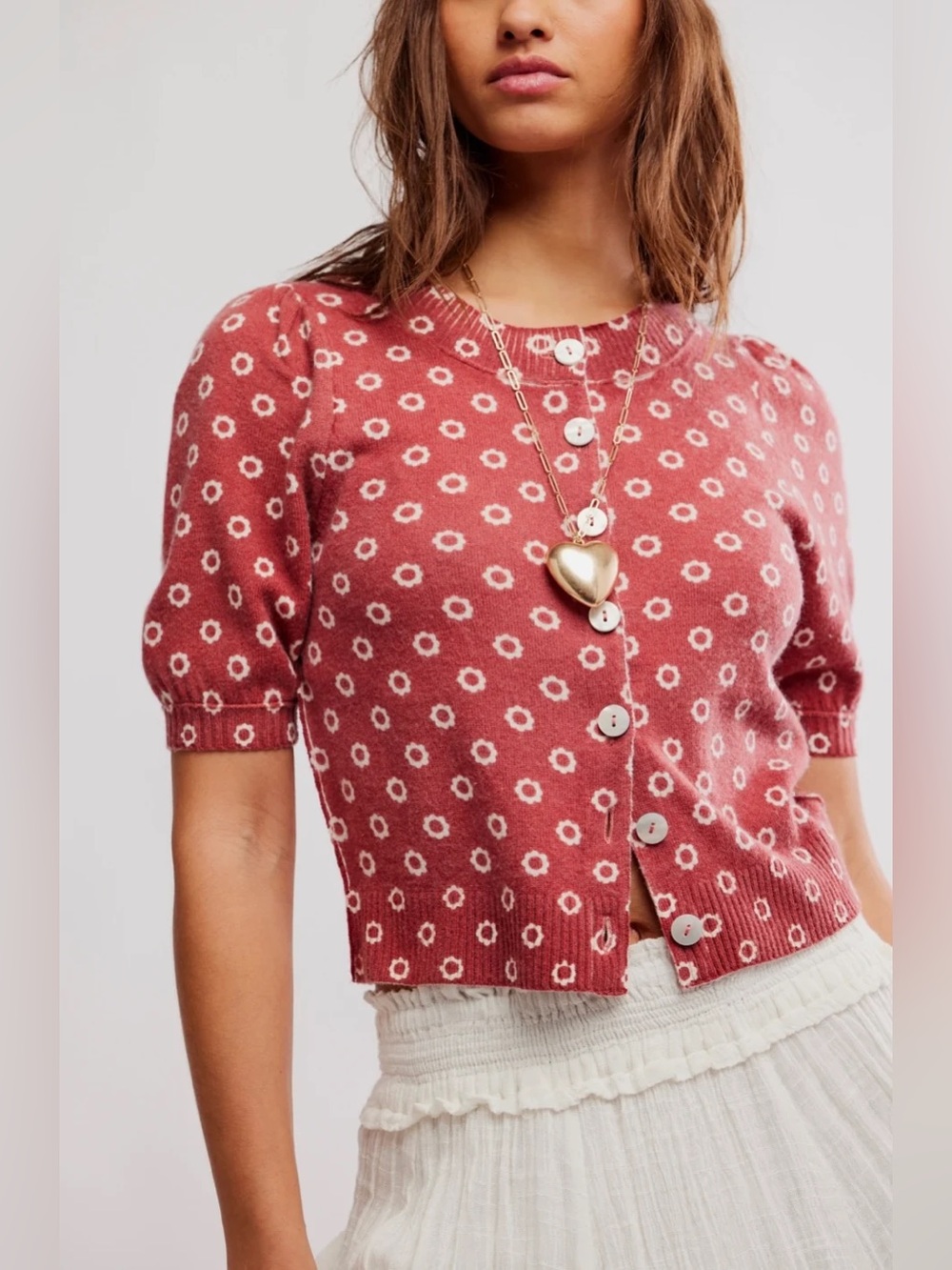 Free People Isla Patterned Cardi in Daisy Combo size Large NWT